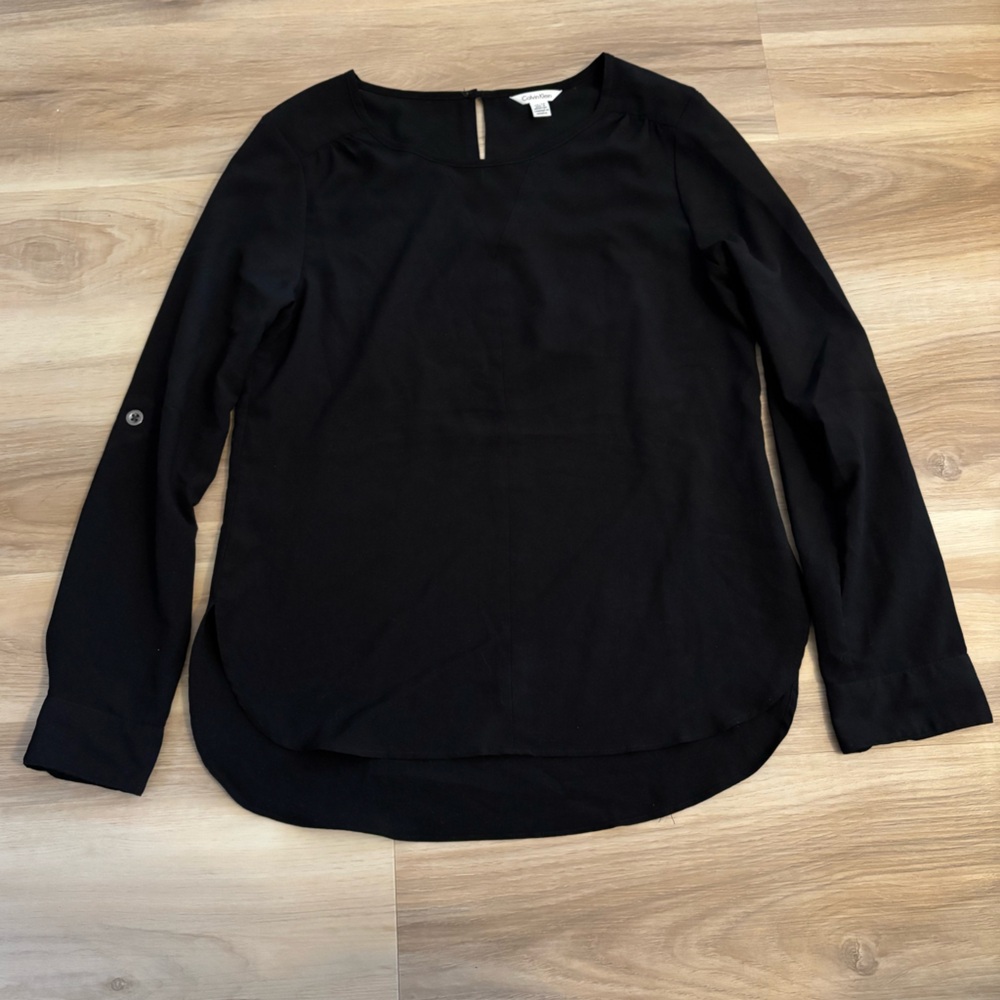Calvin Klein Classic Black Long Sleeve Blouse